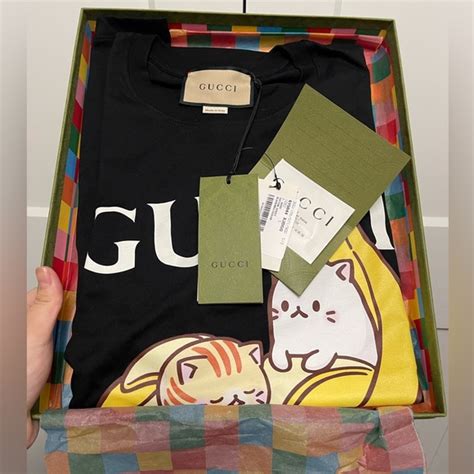 gucci banana cat shirt|Gucci bananya capsule collection.